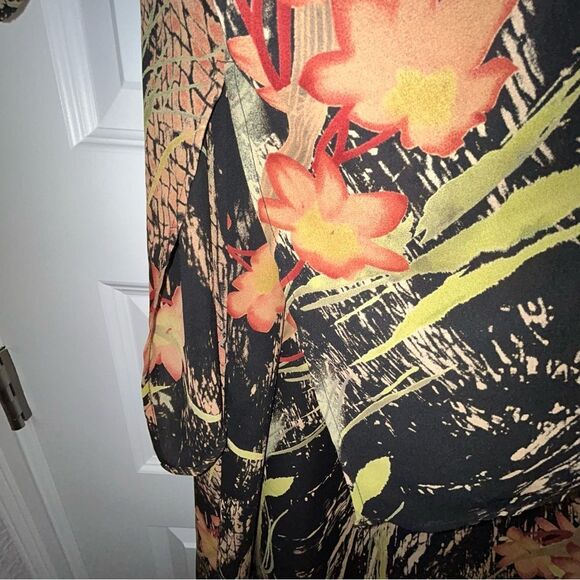 Leslie Fay Floral Print Sleeveless Maxi Dress Long Sleeve Blouse Top 2 Pc. Set - Picture 9 of 15